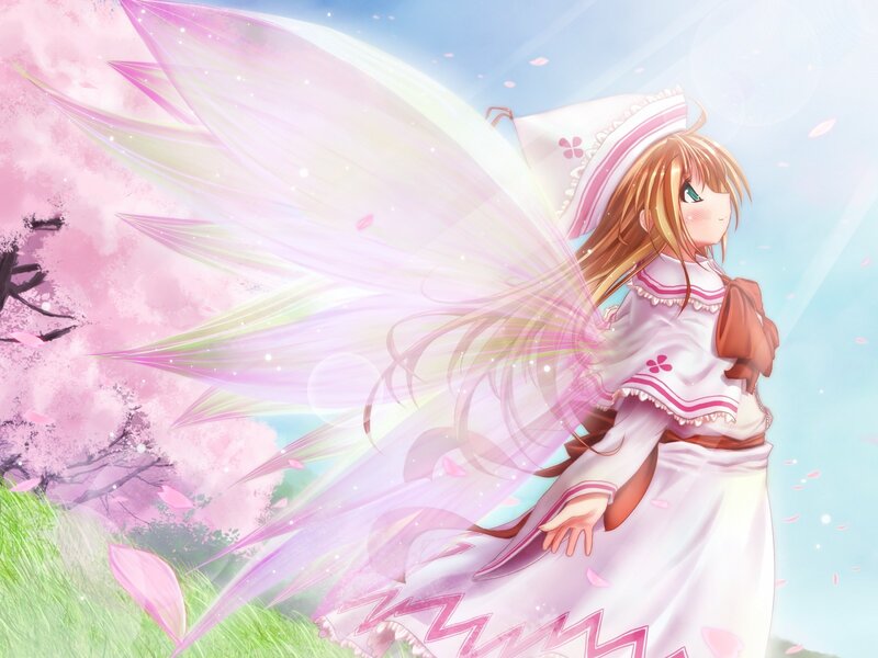 angelic girl with pink wings