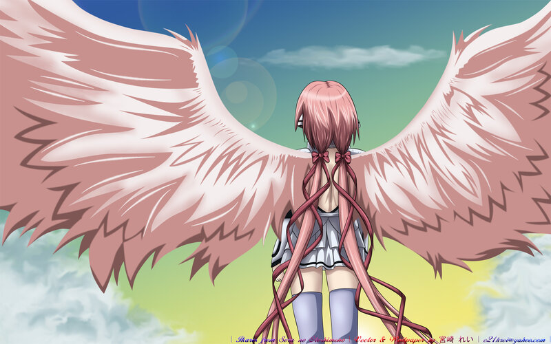 angelic girl with pink wings