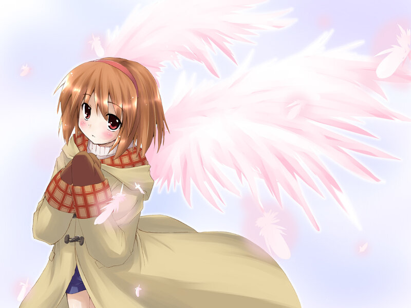 angelic girl with pink wings