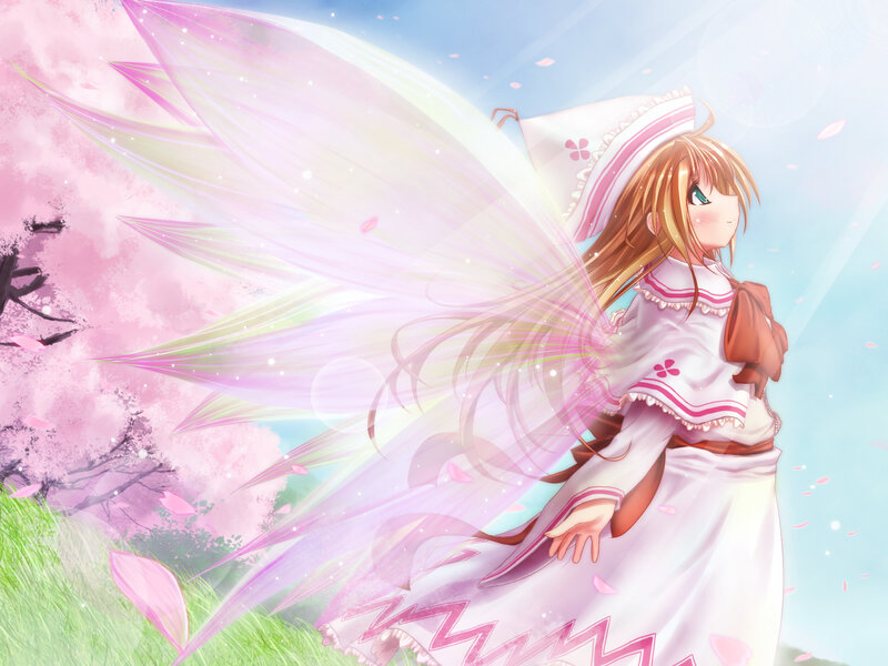 angelic girl with pink wings
