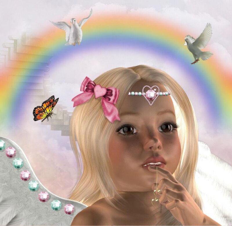 angelic girl with rainbow