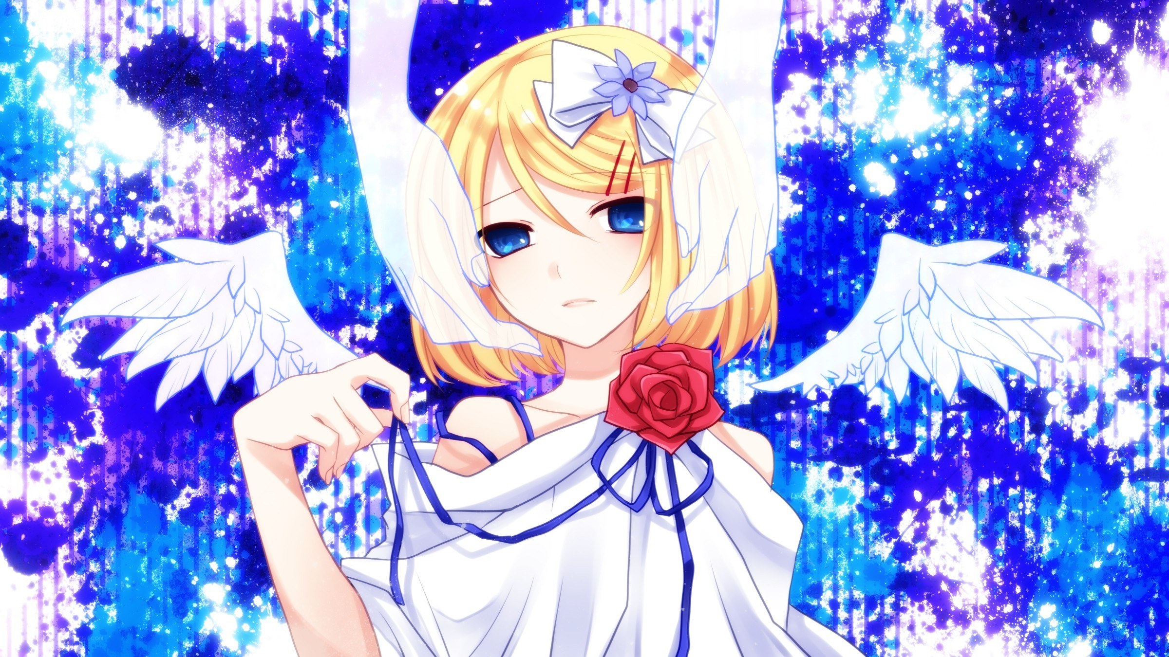 angelic girl with red rose