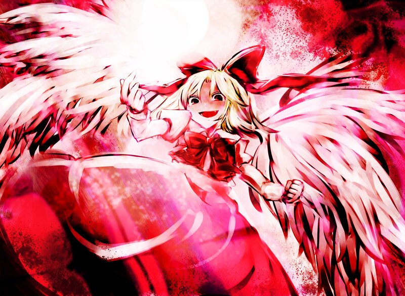 angelic girl with red wings