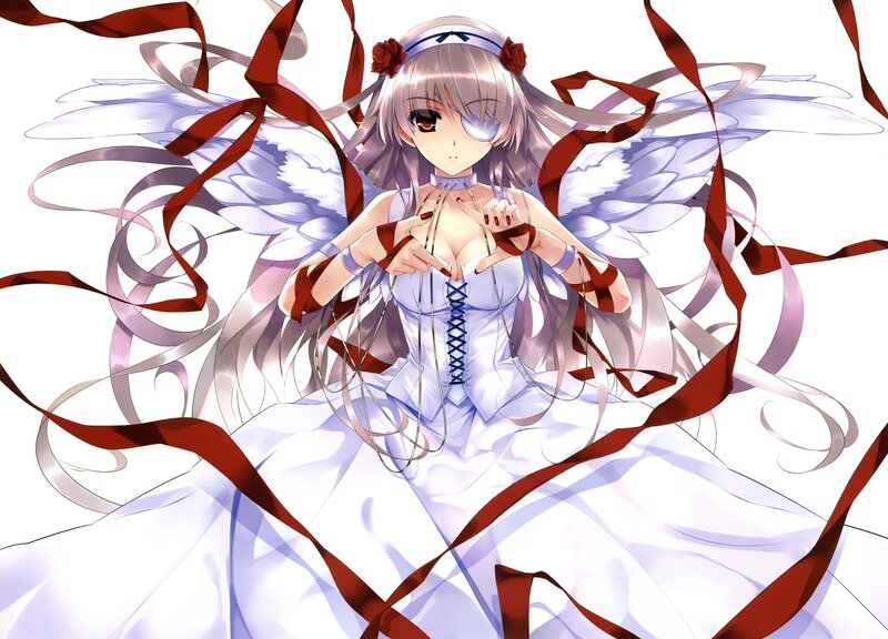 angelic girl with ribbons