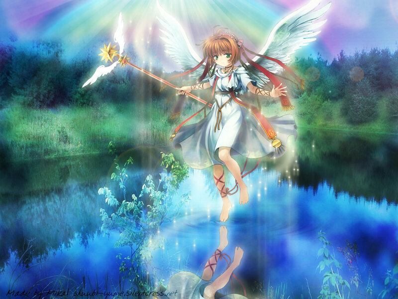 Angelic Girl with Staff — Blue