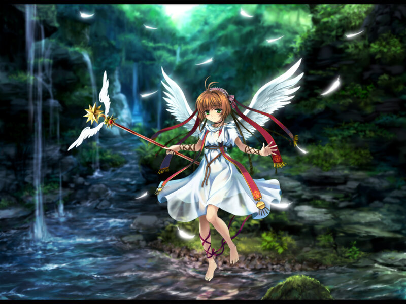 Angelic Girl with Staff — Green