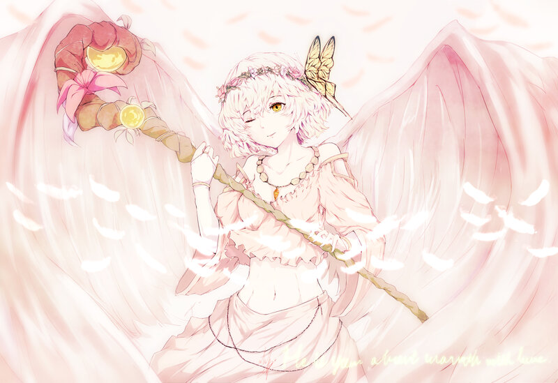 Angelic Girl with Staff — Pink