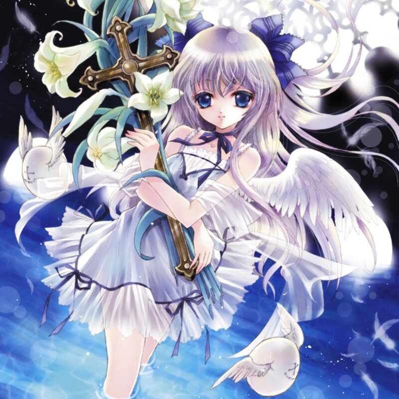 Angelic Girl with Sword — White, Serene