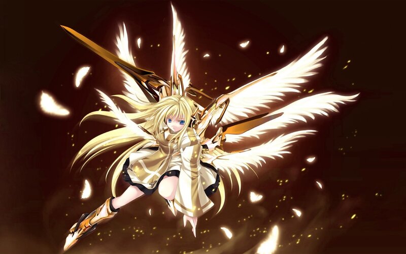 Angelic Girl with Sword — White