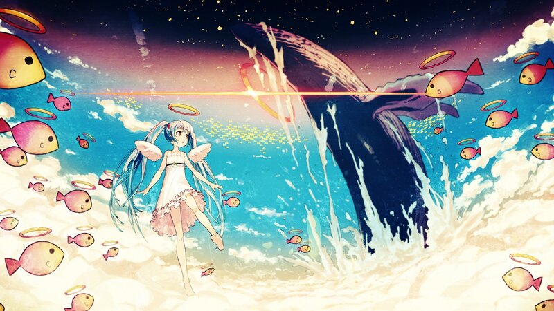 angelic girl with whale