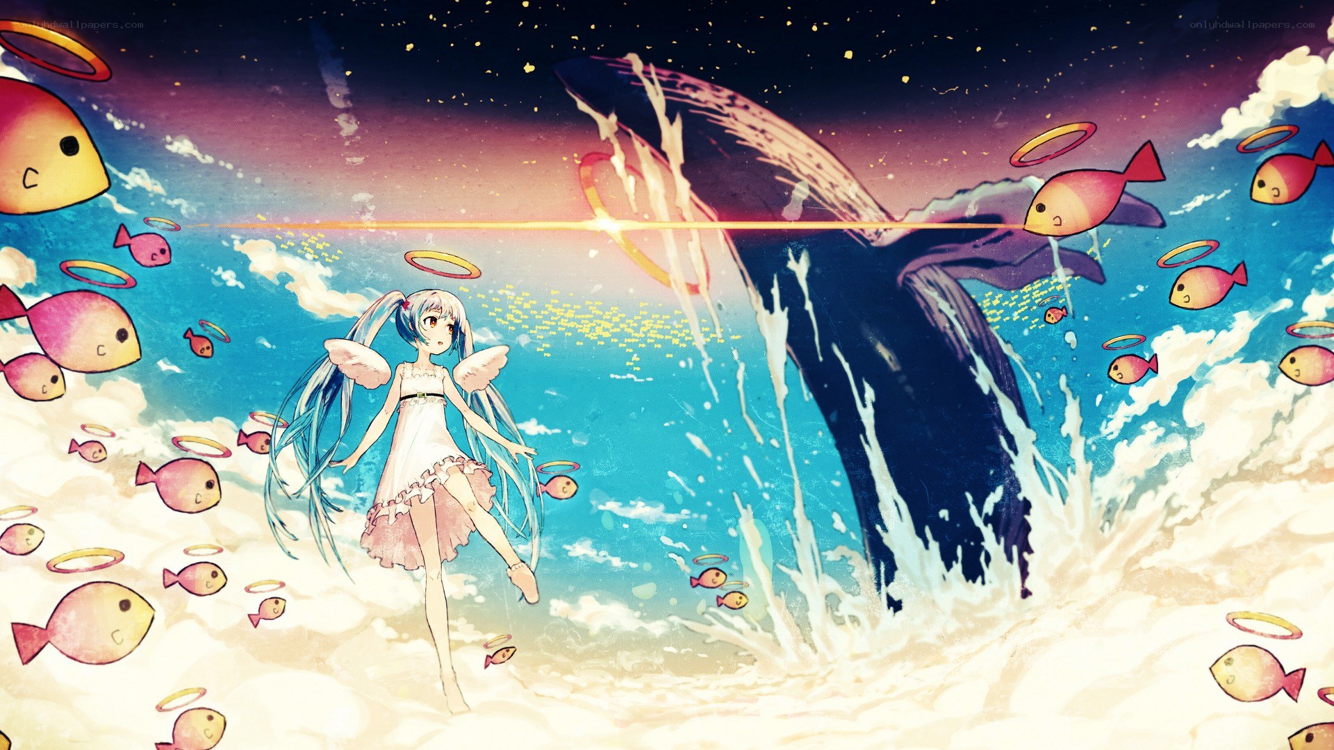 angelic girl with whale