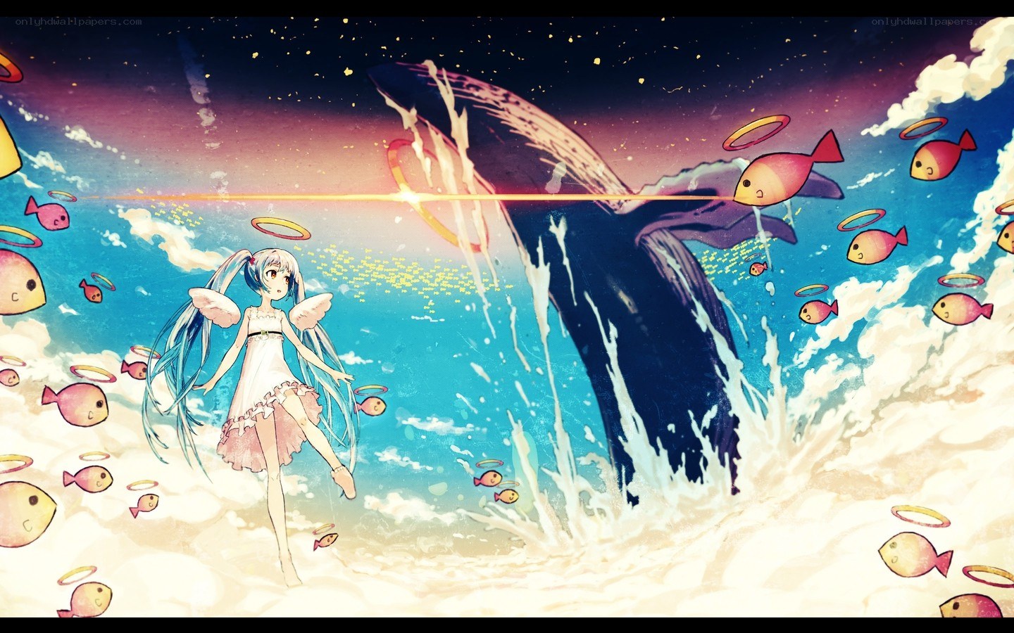 angelic girl with whale