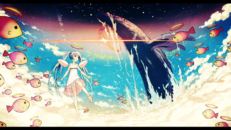 Angelic Girl with Whale — Blue