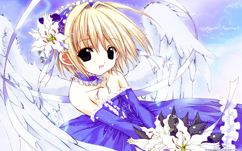 angelic girl with white lilies
