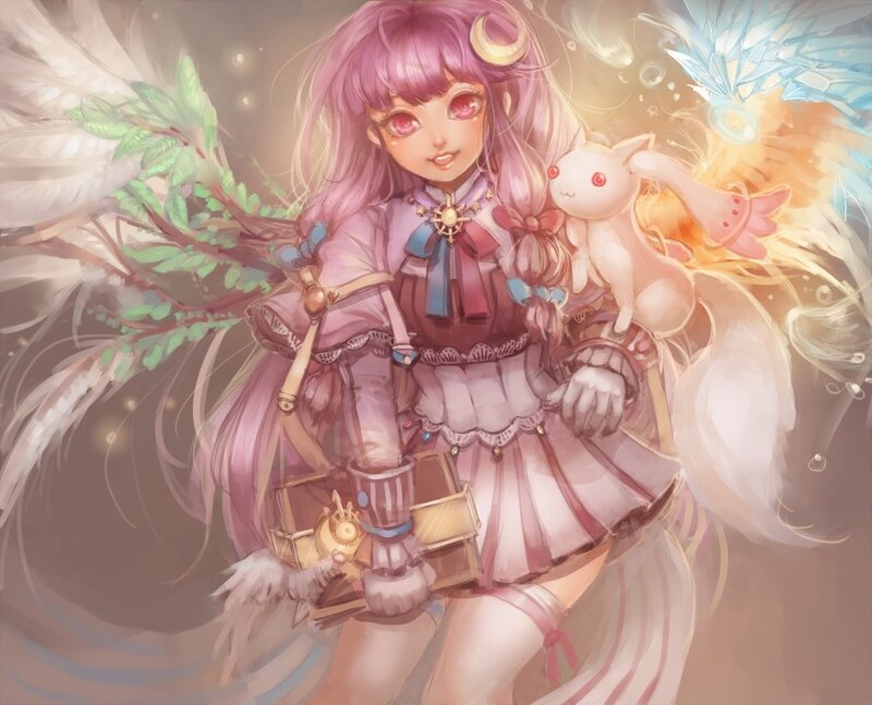 angelic girl with wings and pet
