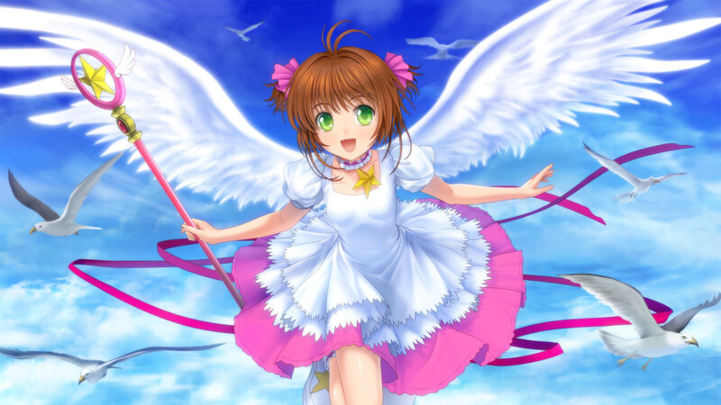 angelic girl with wings and staff