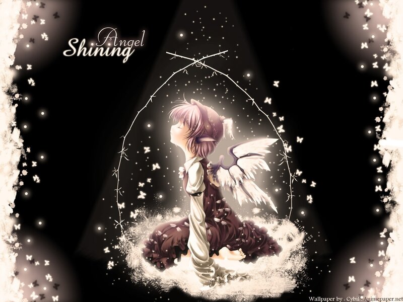 Angelic Girl with Wings — Black, Serene