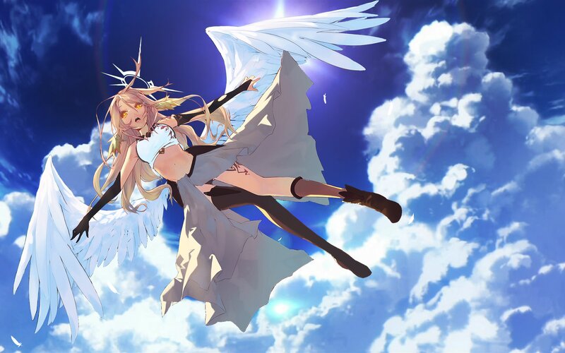 Angelic Girl with Wings — Blue, Dramatic, Afternoon
