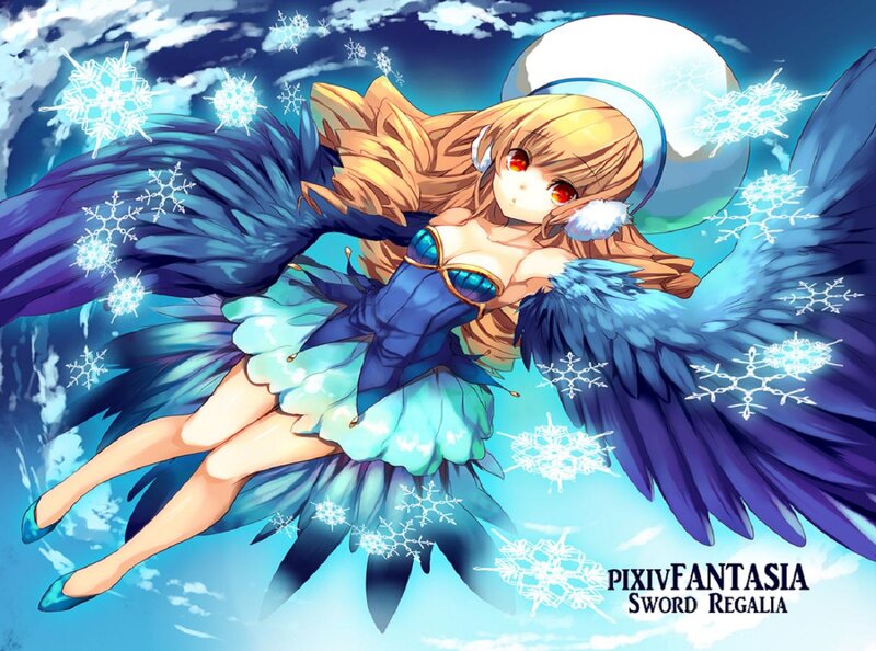Angelic Girl with Wings — Blue, Dramatic