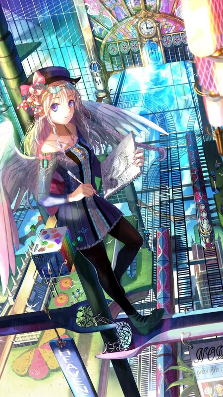 Angelic Girl with Wings — Blue, Dreamy