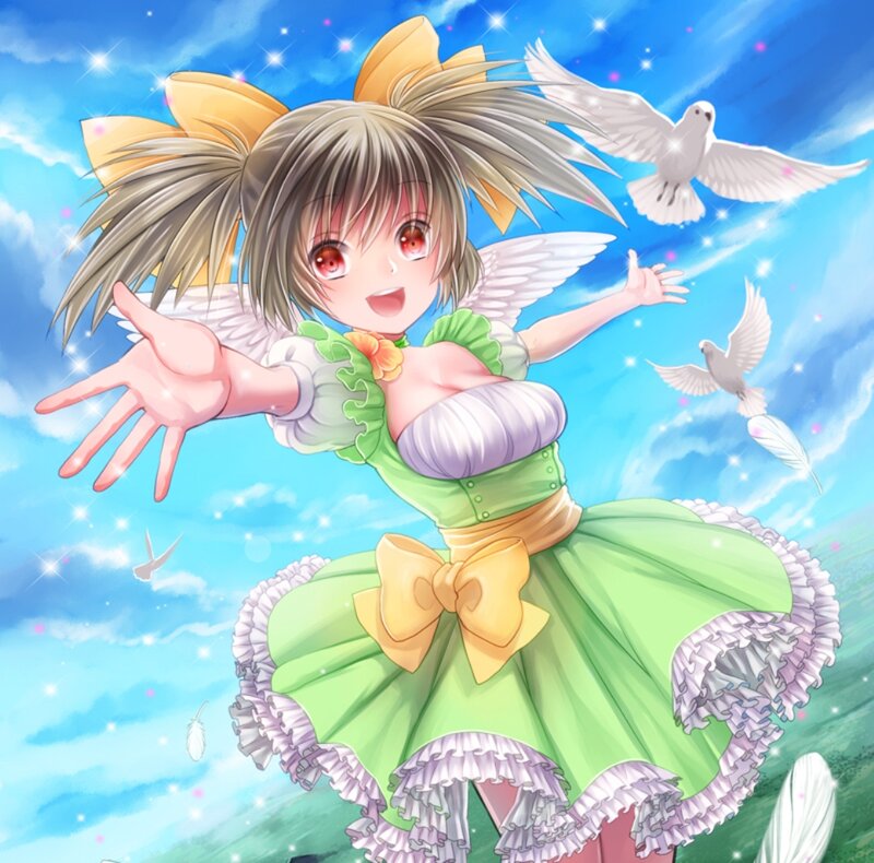 Angelic Girl with Wings — Blue, Joyful