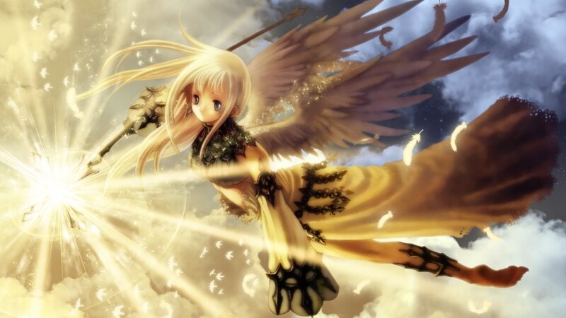 Angelic Girl with Wings — Gold, Dramatic