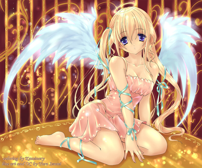 Angelic Girl with Wings — Gold, Serene