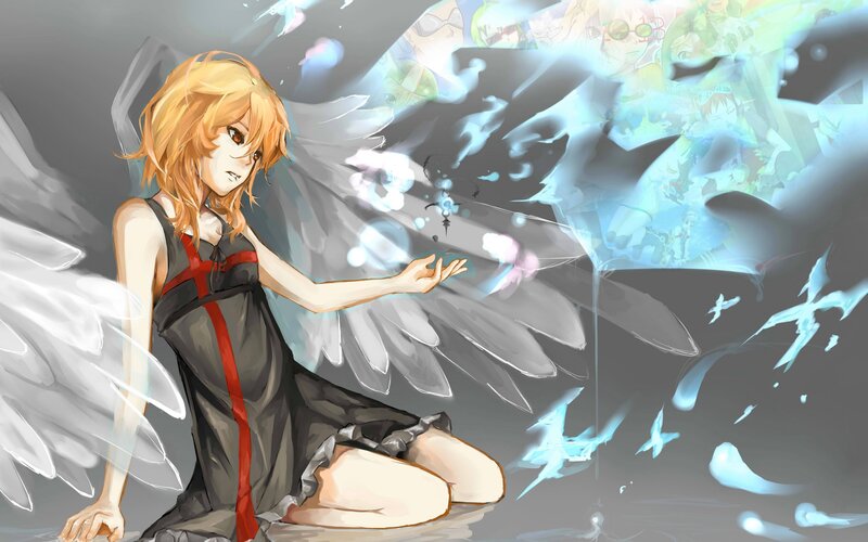 Angelic Girl with Wings — Gray, Dramatic