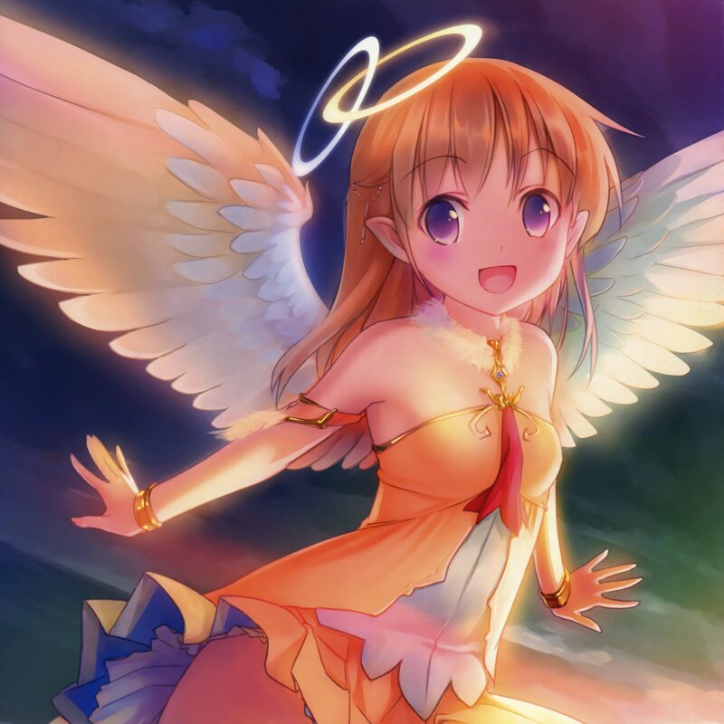 Angelic Girl with Wings — Orange, Joyful
