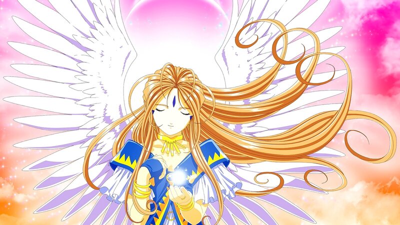 Angelic Girl with Wings — Pink, Serene, Sunset, Anime