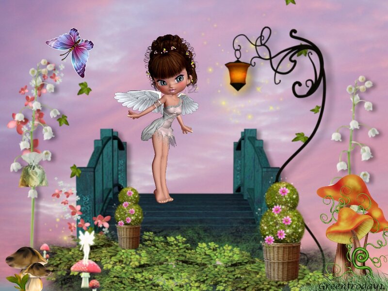 Angelic Girl with Wings — Pink, Whimsical