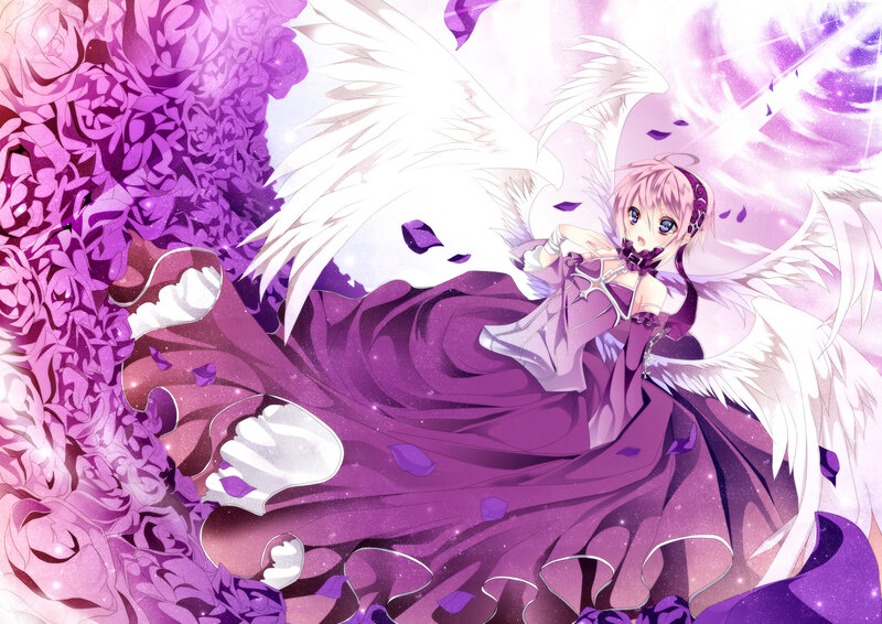 Angelic Girl with Wings — Purple, Dramatic, Anime