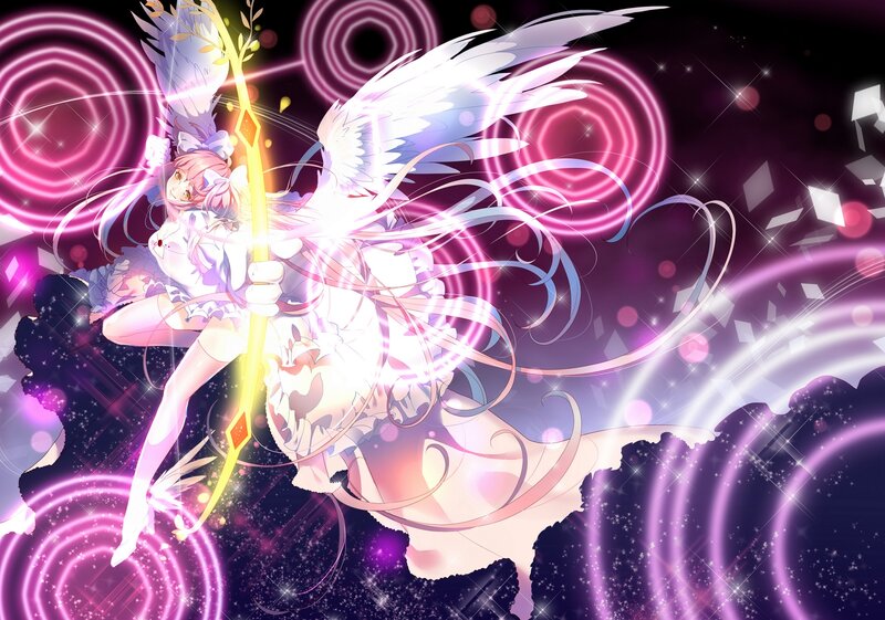 Angelic Girl with Wings — Purple, Dramatic, Night, Anime, Staff