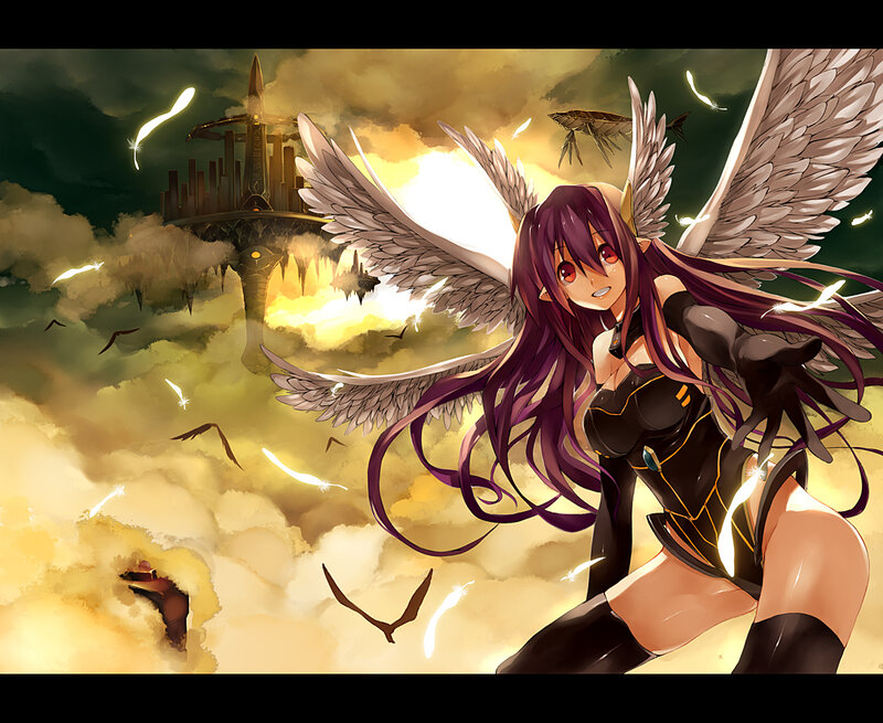 Angelic Girl with Wings — Purple, Dramatic