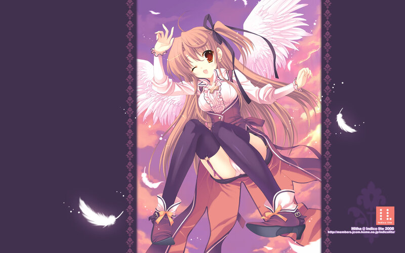 Angelic Girl with Wings — Purple, Dreamy, Sunset