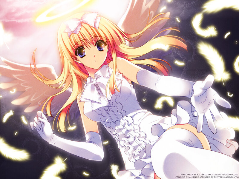 Angelic Girl with Wings — White, Dramatic, Anime, Feathers