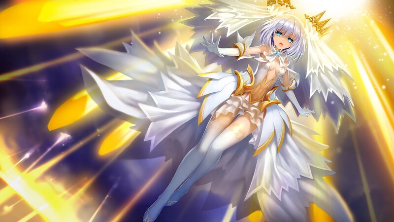 Angelic Girl with Wings — White, Dramatic, Digital Art