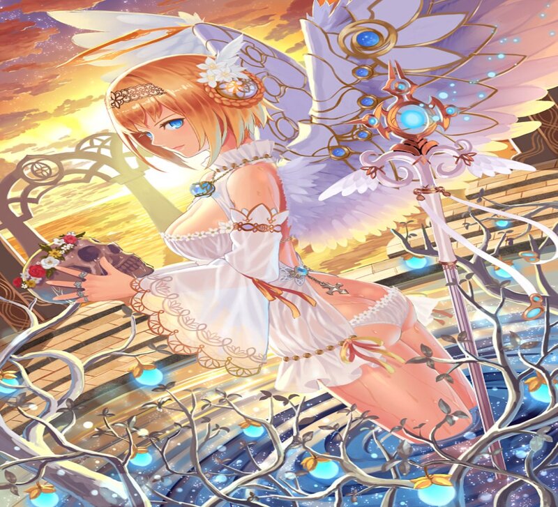 Angelic Girl with Wings — White, Dramatic, Sunset
