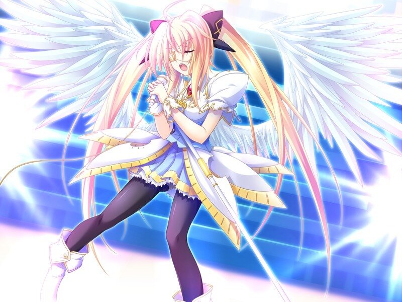 Angelic Girl with Wings — White, Dramatic