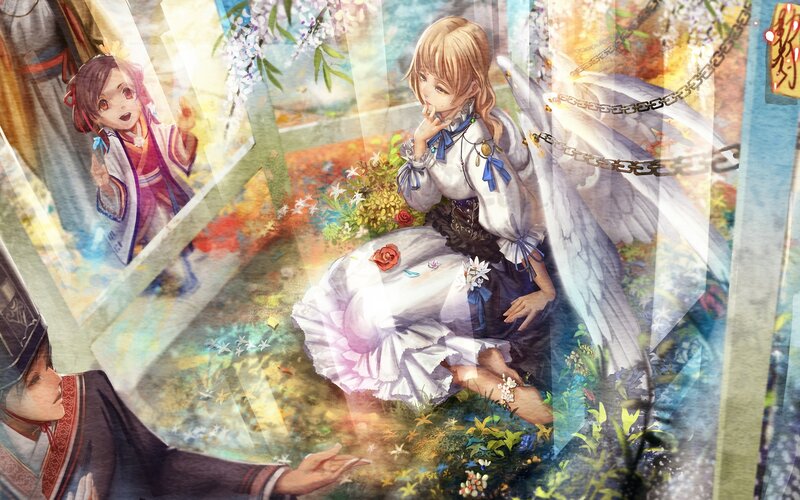 Angelic Girl with Wings — White, Dreamy