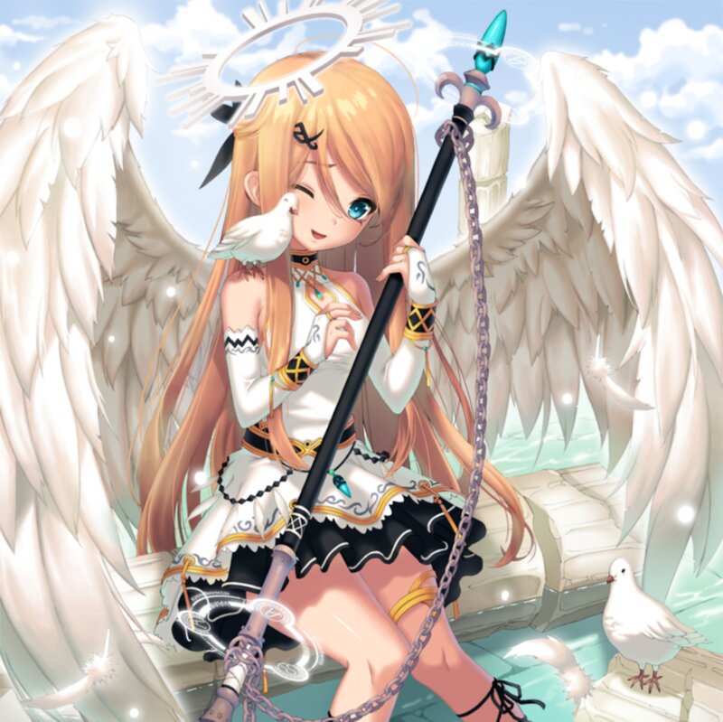 Angelic Girl with Wings — White, Serene, Afternoon, Anime