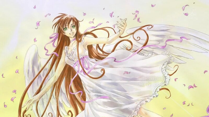 Angelic Girl with Wings — White, Serene, Anime, Ribbons