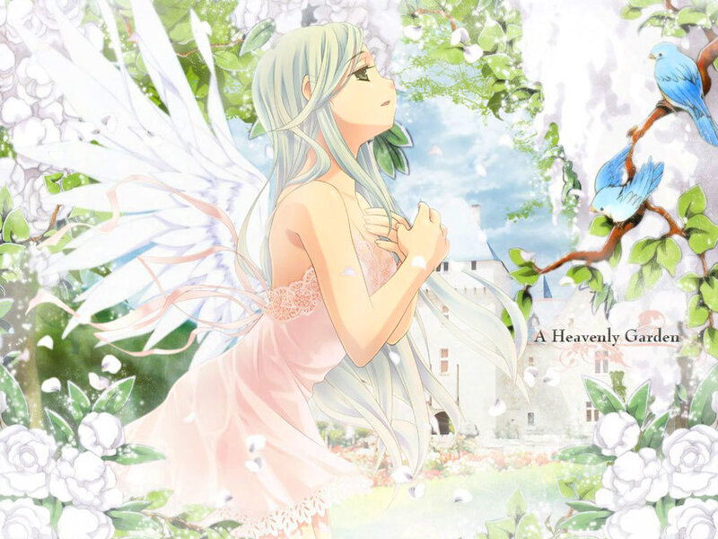 Angelic Girl with Wings — White, Serene, Spring