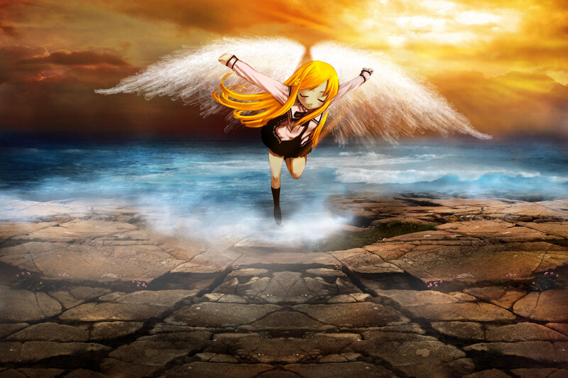 Angelic Girl with Wings — Yellow, Dramatic
