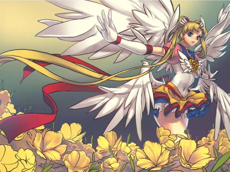 Angelic Girl with Wings — Yellow, Serene, Afternoon