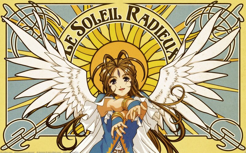 Angelic Girl with Wings — Yellow, Serene, Anime, Sunburst