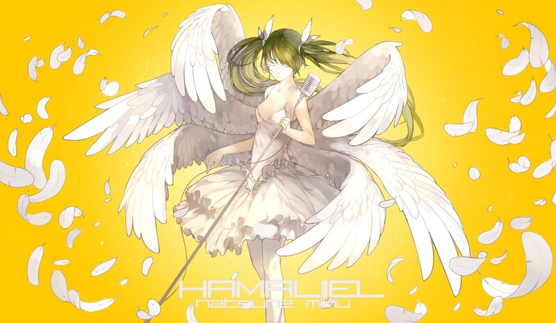 Angelic Girl with Wings — Yellow, Serene, Anime