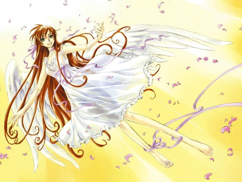 Angelic Girl with Wings — Yellow, Serene