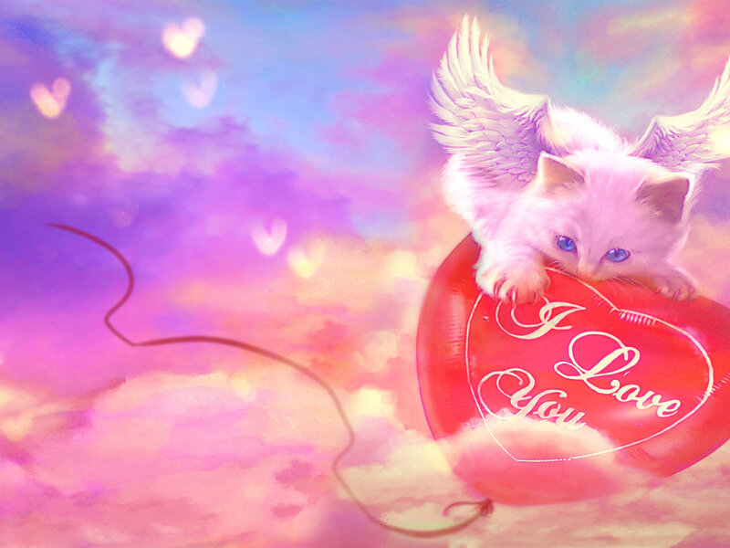 Angelic Kitten with Balloon