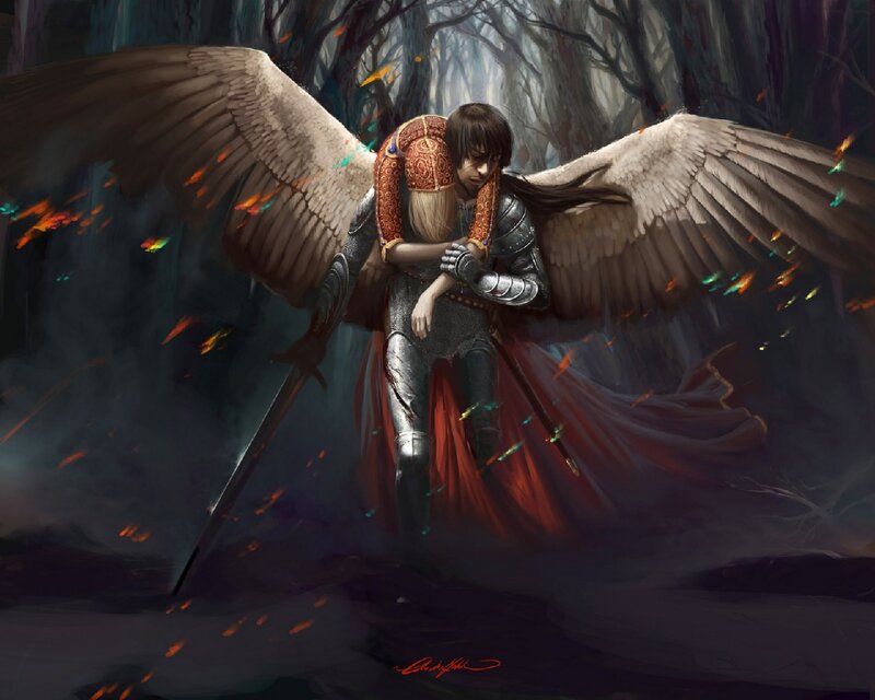 Angelic Knight Hugging Figure